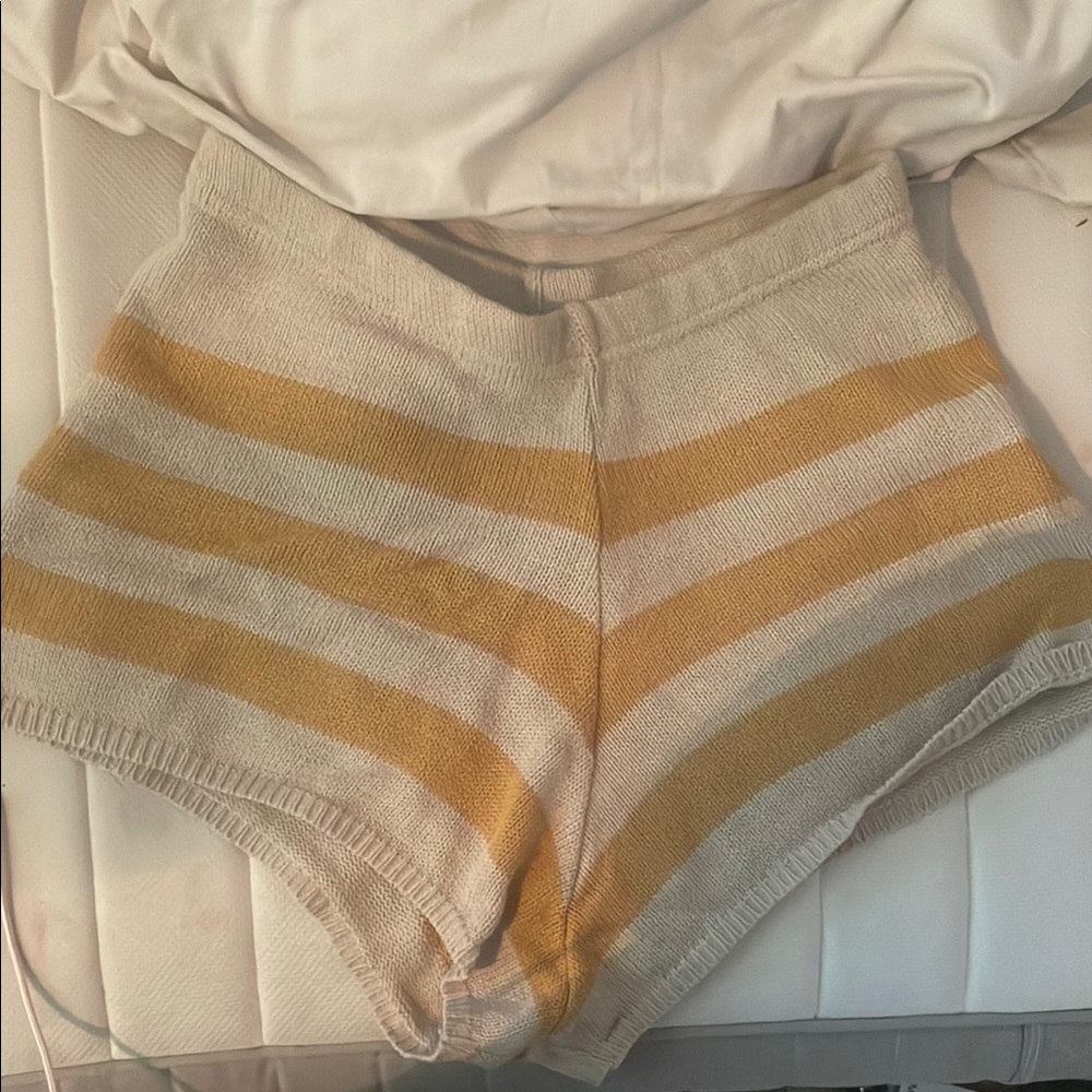 Striped Yellow and Cream Women's Sleep Shorts